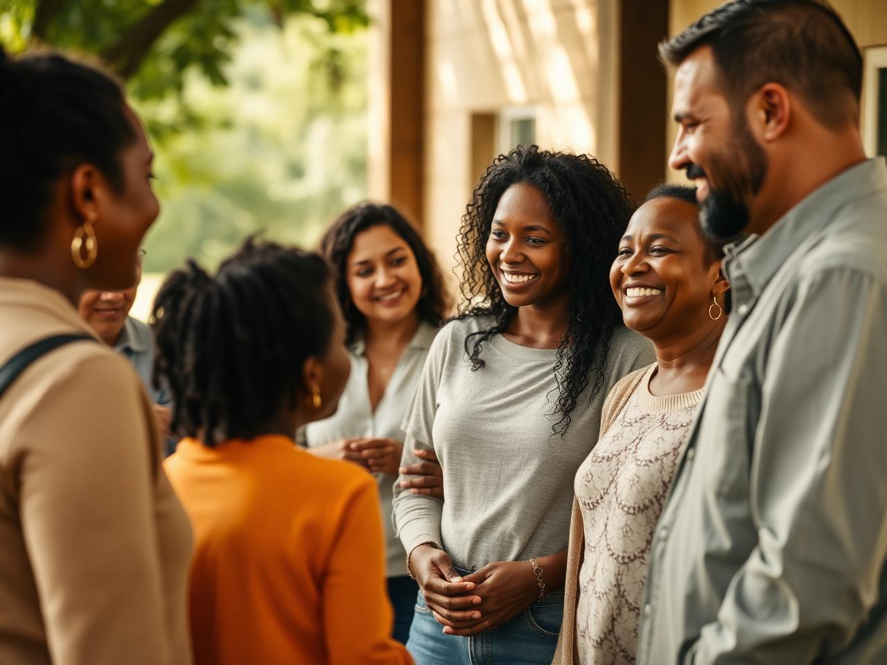 A hopeful community scene of families, educators and professionals together